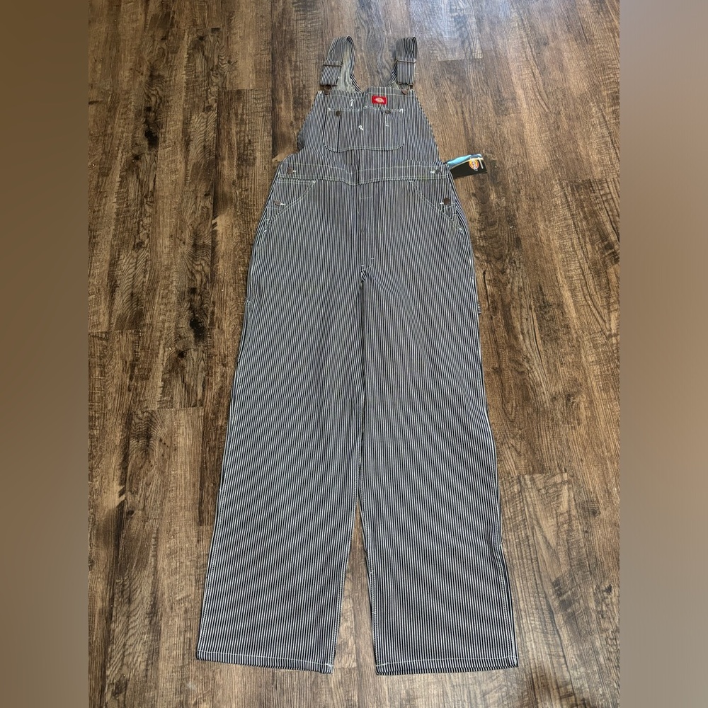 Men's Gray Striped Overalls - Picture 2 of 9